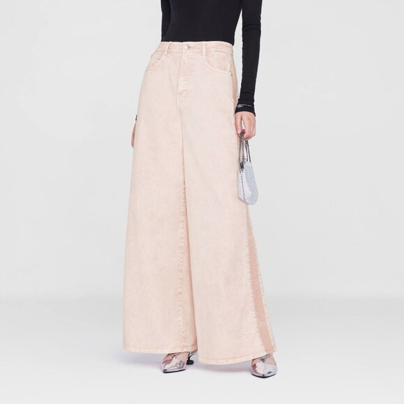 Stella McCartney Logo-Tape Wide Leg Jeans in Fresh Peach Size 27 NWT - Picture 1 of 6